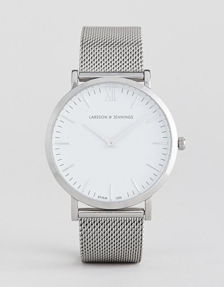 Larsson & Jennings Lugano Mesh Watch In Silver 40mm - Silver