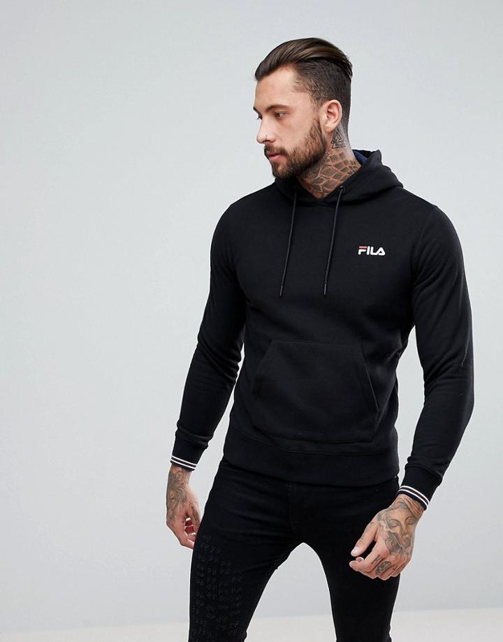 Fila Vintage Hoodie With Small Script In Black - Black