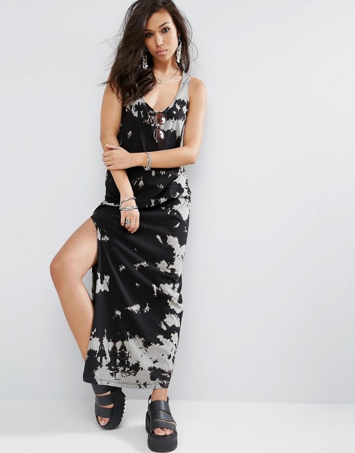 Asos Tie Dye Maxi Dress With Split - Multi