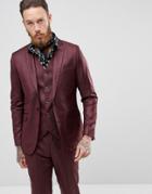 Devils Advocate Slim Fit Metallic Suit Jacket - Red