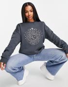 Asos Design Oversized Sweatshirt With Solstice Graphic In Charcoal-gray