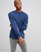 Asos Oversized Long Sleeve T-shirt With Bellow Sleeve - Blue