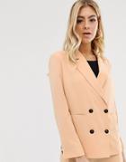 Parallel Lines Soft Tailored Blazer With Button Detail In Caramel-beige