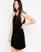 See By Chloe Pleated Knit Dress With Contrast Tie Top - Black