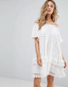 Surf Gypsy Off The Shoulder Crochet Beach Dress - White