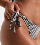 Peek & Beau Fuller Bust Exclusive Mix And Match Tie Side Bikini Bottom In Black And White Seersucker Gingham-multi