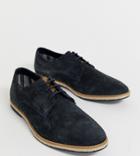 Base London Wide Fit Kinch Brogues In Navy Suede - Navy