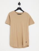 Jack & Jones Essentials Longline T-shirt With Curved Hem In Beige - Part Of A Set-neutral