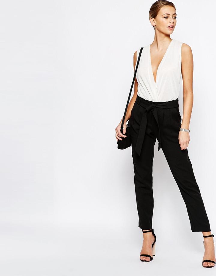 Oasis Belted Peg Pants - Black