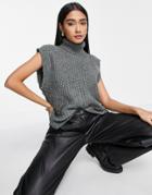 Vila Knit Sweater Vest With Roll Neck In Gray