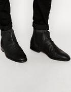 Asos Relaxed Chelsea Boots In Black Leather - Black