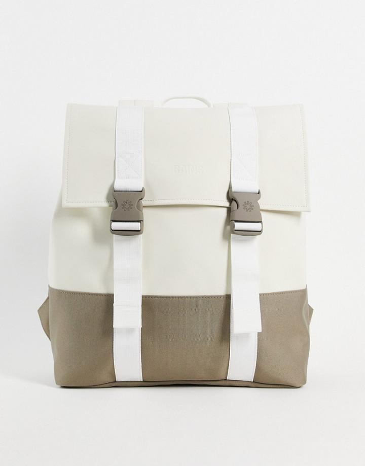 Rains Buckle Msn Backpack In Off White Color Block