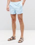 Asos Swim Shorts In Blue With Side Stripe In Short Length - Blue