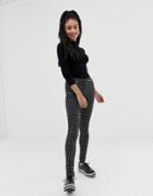 New Look Slim Leg Check Pants In Black Pattern - Black