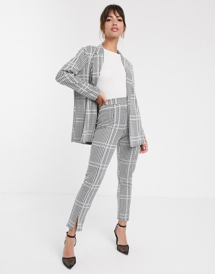 Asos Design Jersey Check Slim Leg Suit Pants-multi