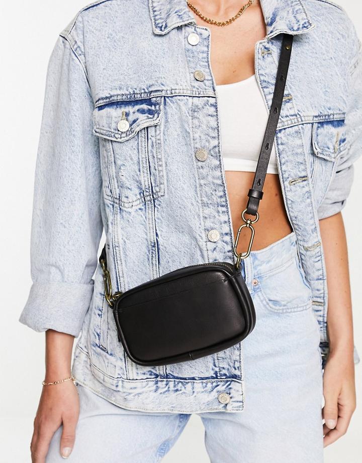 Madewell Mini Leather Crossbody Bag In Black