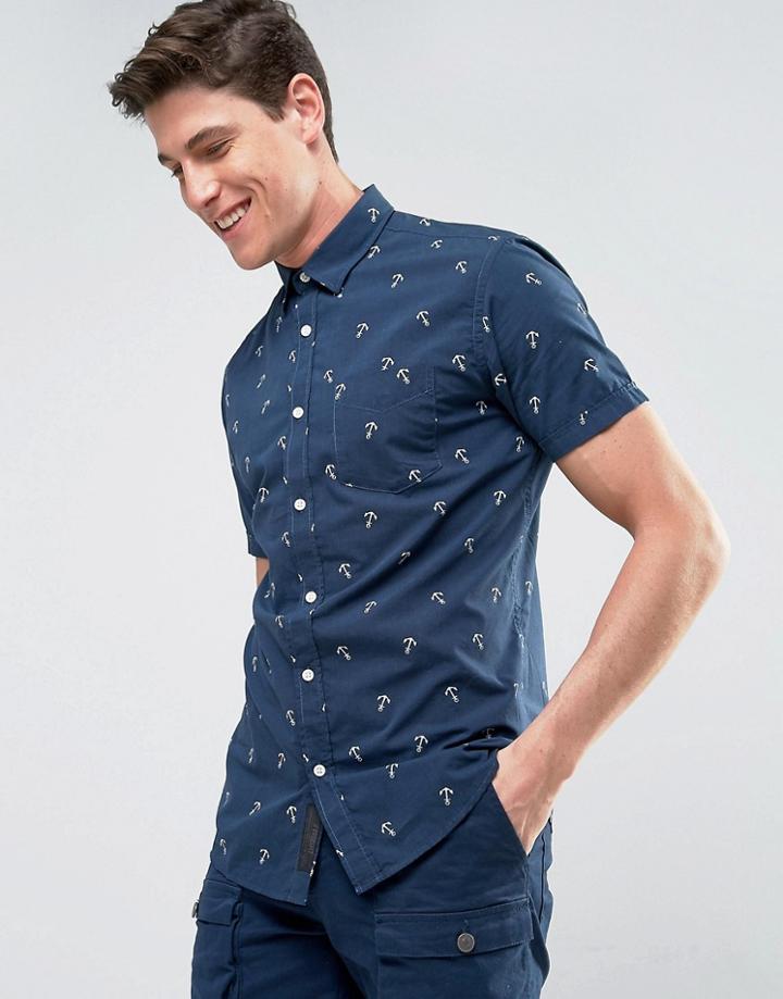 Produkt Shirt In All Over Print - Navy