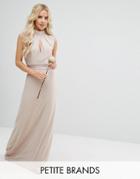 Tfnc Petite Wedding High Neck Maxi Dress With Bow Back - Pink