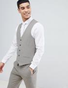 River Island Suit Vest In Stone Dogstooth - Cream