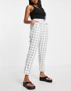 Asos Design Hourglass Tailored Smart Tapered Pants In Ivory Plaid-white