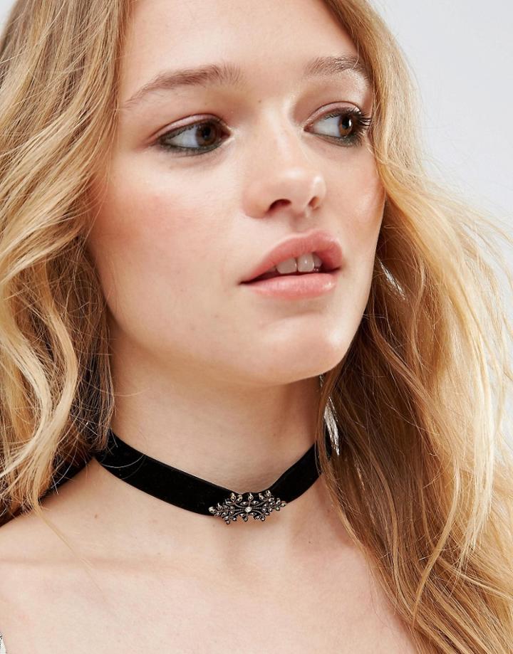 Asos Filigree Choker Necklace - Antique Gold