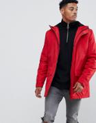 Asos Design Padded Parka In Red - Red