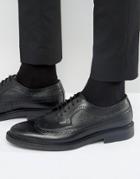 Zign Leather Brogue Derby Shoes - Black