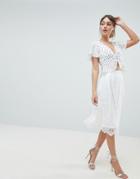 Liquorish Lace Prom Skirt - White