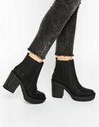 Asos Ethel Chunky Chelsea Ankle Boots - Black
