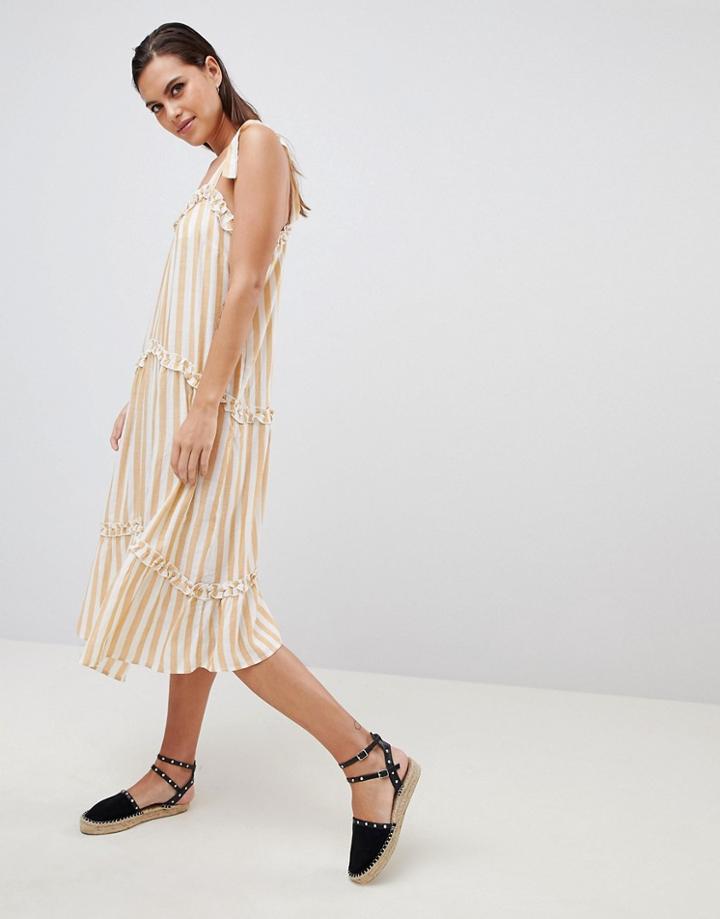 Y.a.s Striped Cami Dress With Tie Straps - Multi