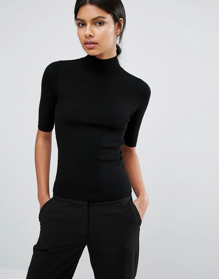 Oasis Rib Top With Turtleneck - Black