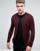 Asos Knitted Cotton Bomber Jacket In Muscle Fit - Purple