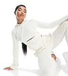 Asyou Cut Out Hoodie In Ecru-white