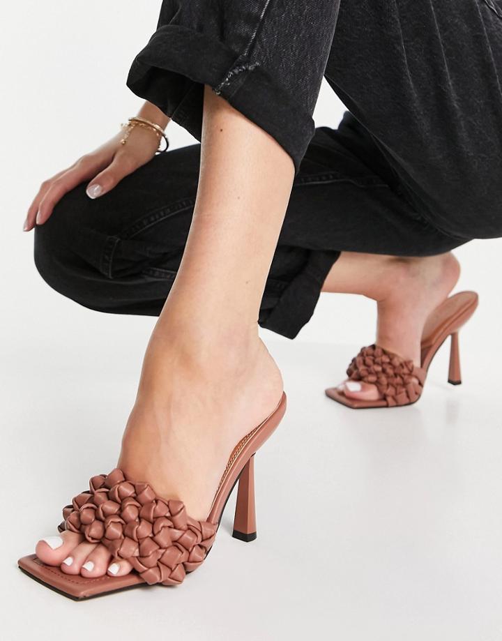 Asos Design Nuno Knotted High Heeled Mules In Beige-neutral