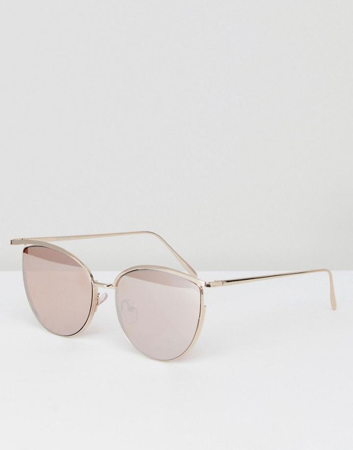 Asos Cat Eye Square With Highbrow And Cut Away Detail - Gold