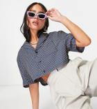 Collusion Nylon Boxy Cropped Shirt In Mono Check - Part Of A Set-multi