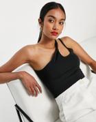 River Island Twist Shoulder Tank Top In Black