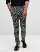 Asos Super Skinny Smart Pant In Black And White Textured Fabric - Black