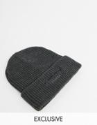 Reclaimed Vintage Inspired Unisex Recycled Logo Beanie In Charcoal-gray