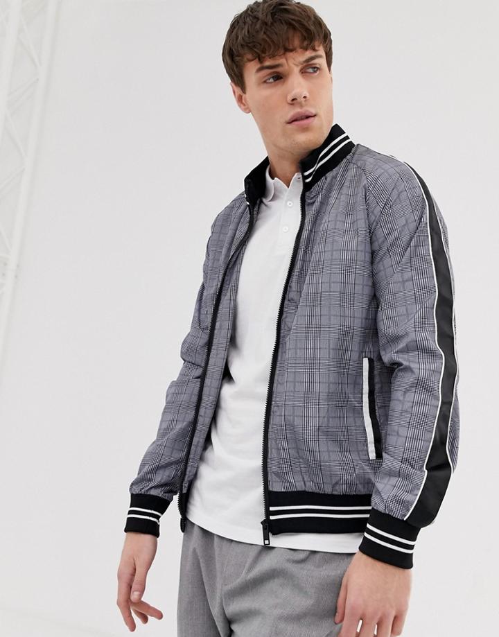 Brave Soul Check Bomber With Taping - Gray