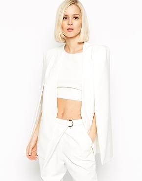 Lavish Alice Collarless Cape Blazer - White