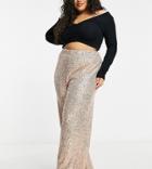 Jaded Rose Plus Wide Leg Pant Set In Rose Gold Sequin-pink