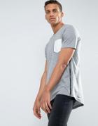 Loyalty And Faith Longline Pocket T-shirt With Zip Detail - Gray