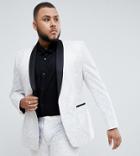 Asos Edition Plus Skinny Tuxedo Suit Jacket In Sequin And Lace Embellished White Sateen - White