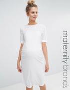 Bluebelle Maternity Mesh Insert Bodycon Dress - Cream