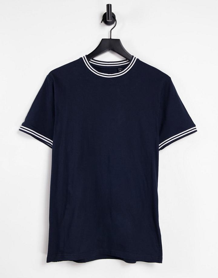 Brave Soul Ringer T-shirt In Navy
