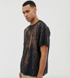 Reclaimed Vintage Inspired Oversized Overdye T-shirt In Black And White - Black