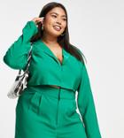 In The Style Plus X Anastasia Kingsnorth Cropped Blazer In Green - Part Of A Set