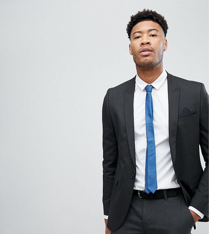 Asos Tall Skinny Suit Jacket In Charcoal-gray