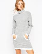 Asos Dress In Knit With Front Pocket And Contrast Trims